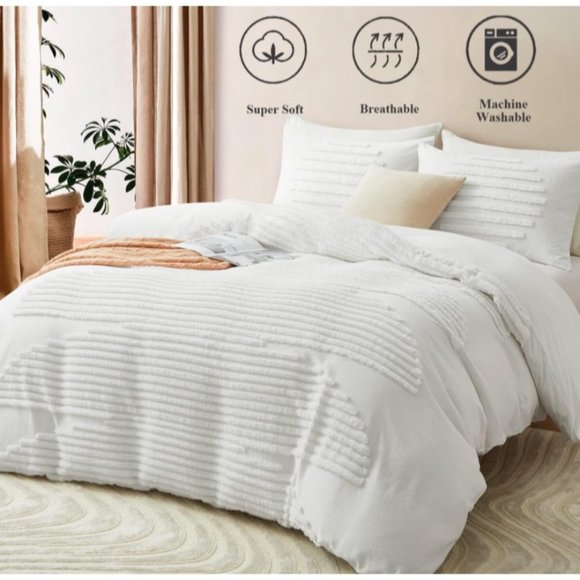 BEDAZZLED Duvet Cover King Size, 3 Pieces Boho Bedding Sets for Shabby Chic Home - Picture 3 of 6